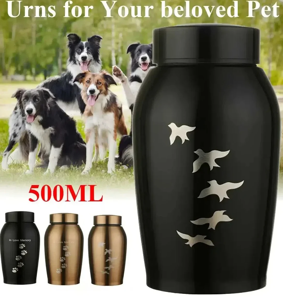 Pet Cat Dog Commemorative Jar Size Pet Ash Jar Metal Sealed Stainless Steel Ash Jar Durable