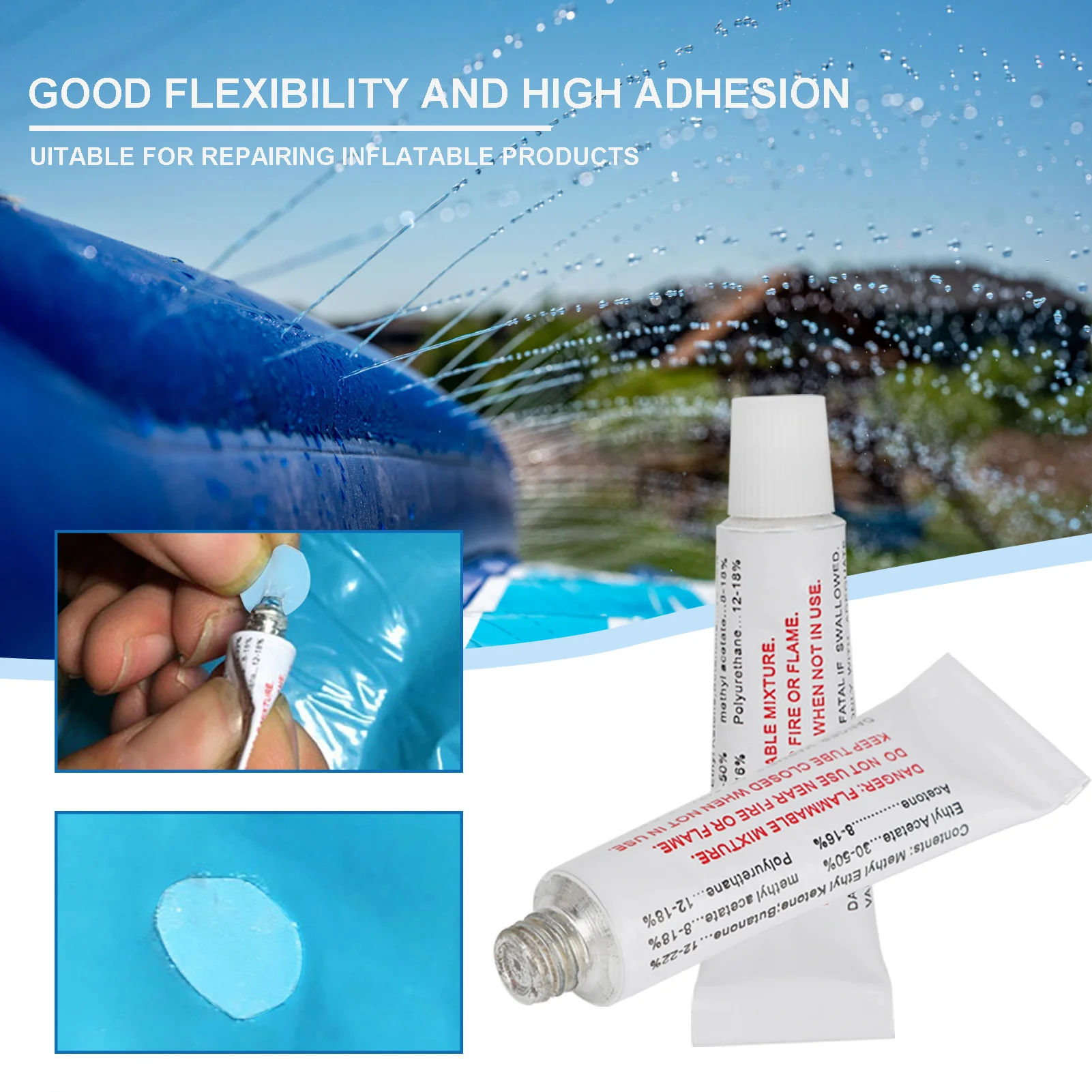 10-Piece Pool Inflatable Repair Kit with Fast-Drying Adhesive Patches