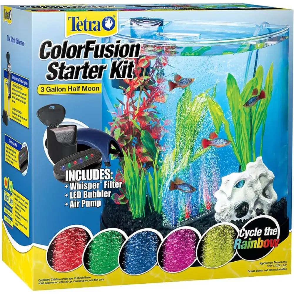 

3 Gallon Small Aquarium Starter Kit with Filter, Air Pump, and Color Changing Light for Betta Fish
