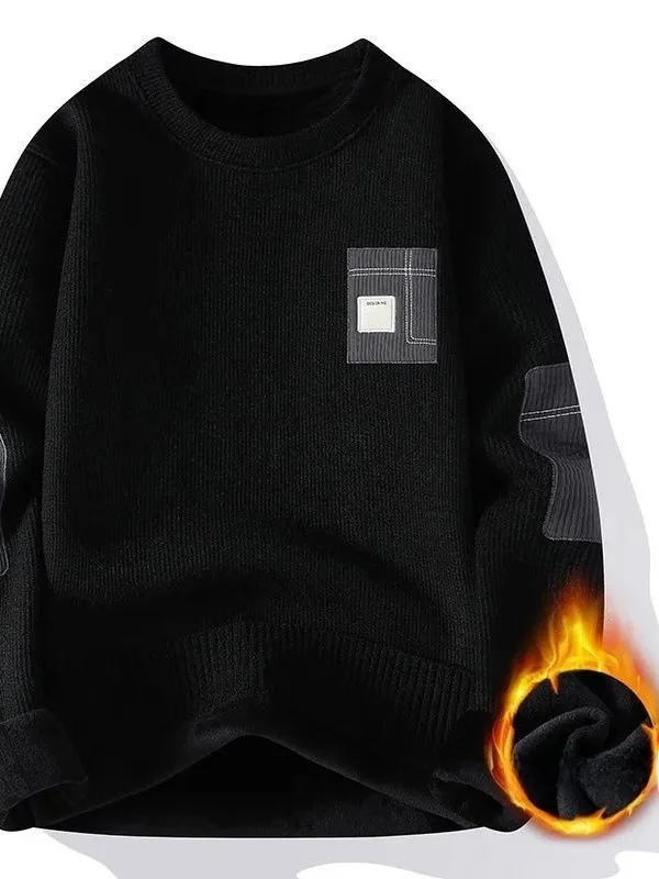 

Thiened Fce круглый вязаный свитер для мужчин осень-зима Sle удобный дышащий теплый полиэфирное волокно модель M