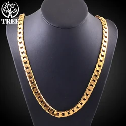 ALITREE Fine Classic 8MM sideways 18K gold Necklace charms 925 Sterling silver for men woman Jewelry wedding party Holiday gifts
