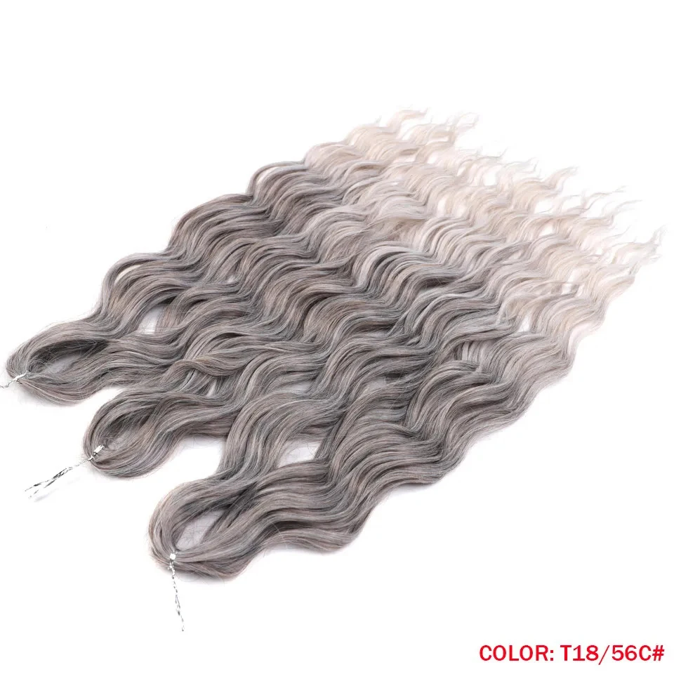 Edle 24 Zoll Synthetische Haarverlängerungen mit Wasserwellenmuster, Ombre-Regenbogenfarben, Tiefe Wellenlocken, Twist-Crochet-Haarverlängerung – Detail 23