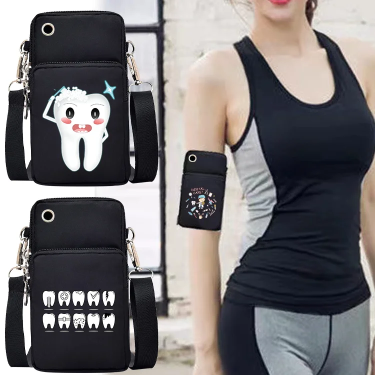 

Teeth Pattern Mobile Phone Bag Mini Shoulder Bag Crossbody Bag Universal Sports Arm Pack for Samsung/iphone/Huawei/Xiaomi Redmi