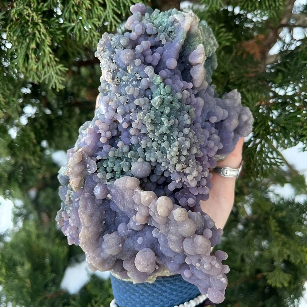 

1pc Grape Agate Crystal Cluster - Raw Chalcedony Stone Specimen, Stone Collection, Home Decor & Unique Gift