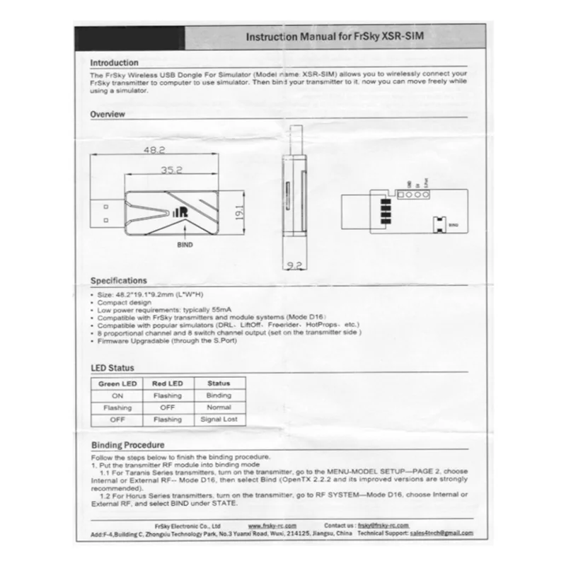 AY14 -XSR-SIM Wireless Simulator USB Dongle für Frsky Sender und Modulsystem Flug Flugzeug Hubschrauber Quadcopter