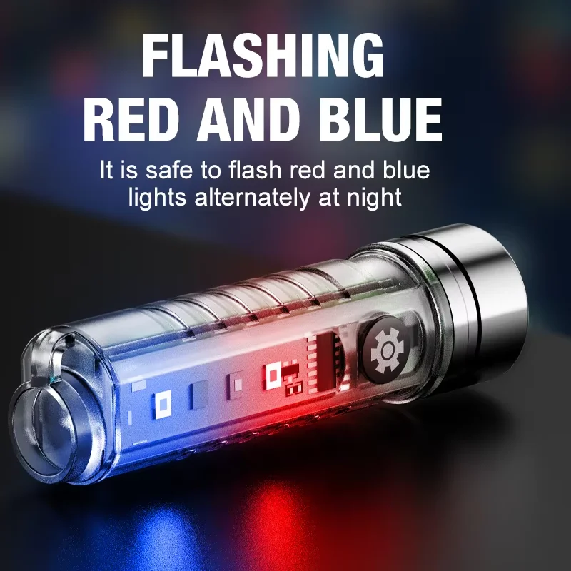 Mini Keychain Flashlight Type C Fast Charging Multi-function Retractable Waterproof Fluorescent Magnetic Warning Camping Flashli