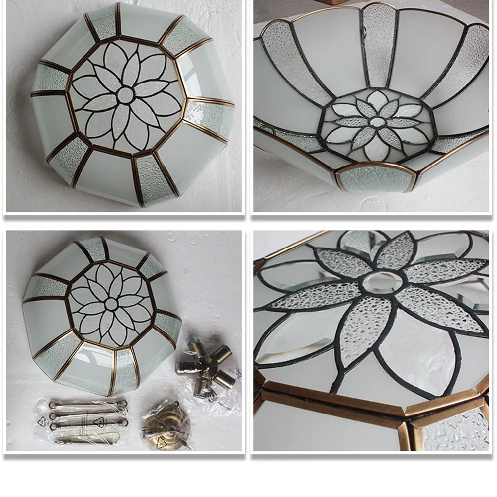 Copper Restaurant Ceiling Light Indian Traditional Flower Glass Living Room Gallery Ceiling light Dining Room Bedroom Lamp