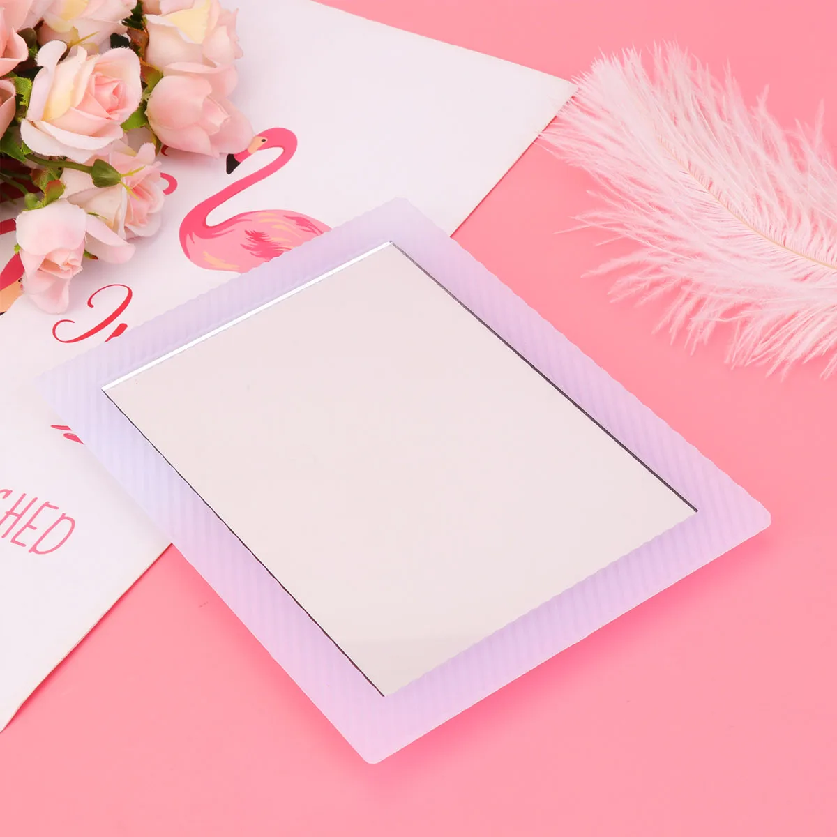 

2pcs Portable Makeup Compact Clear Glass Desktop For Home Office Travel Simple Stereo Dressing Mirror Durable Household