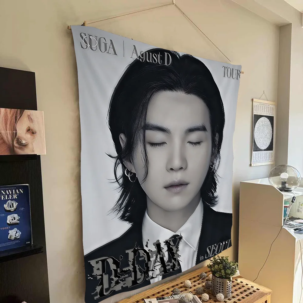 S-Suga Kpop A-Agust D مطبوعة كبيرة قماش مزخرف جداري رخيصة الهبي الجدار الشنق البوهيمي جدار المفروشات ماندالا INS ديكور المنزل #6
