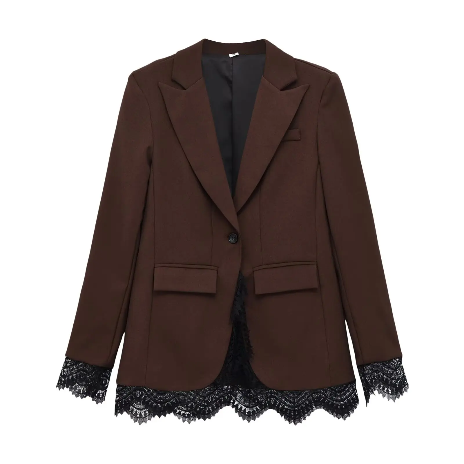 KONDALA Damen-Pendler-Blazer mit Spitzenbesatz, elegant für Dinner, Cocktailparty, schmal geschnitten, 2026 Frühherbst, trendiger High-Street-Blazer – Detail 22