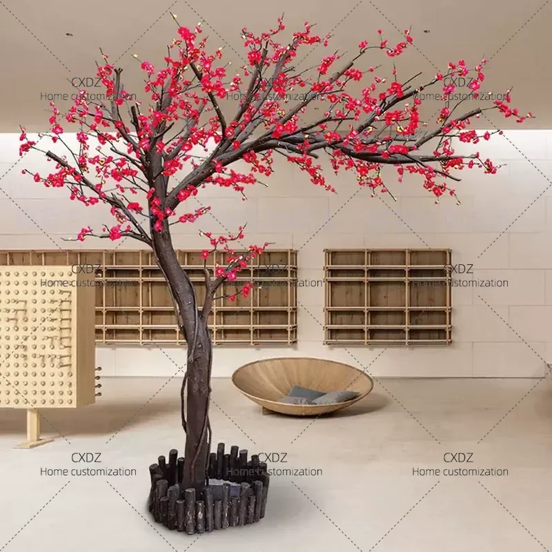 Simulation Plum Blossom Tree Fake Large Plant Indoor Living Room Shopping Mall Decoration Customization Cat Climbing Wishing