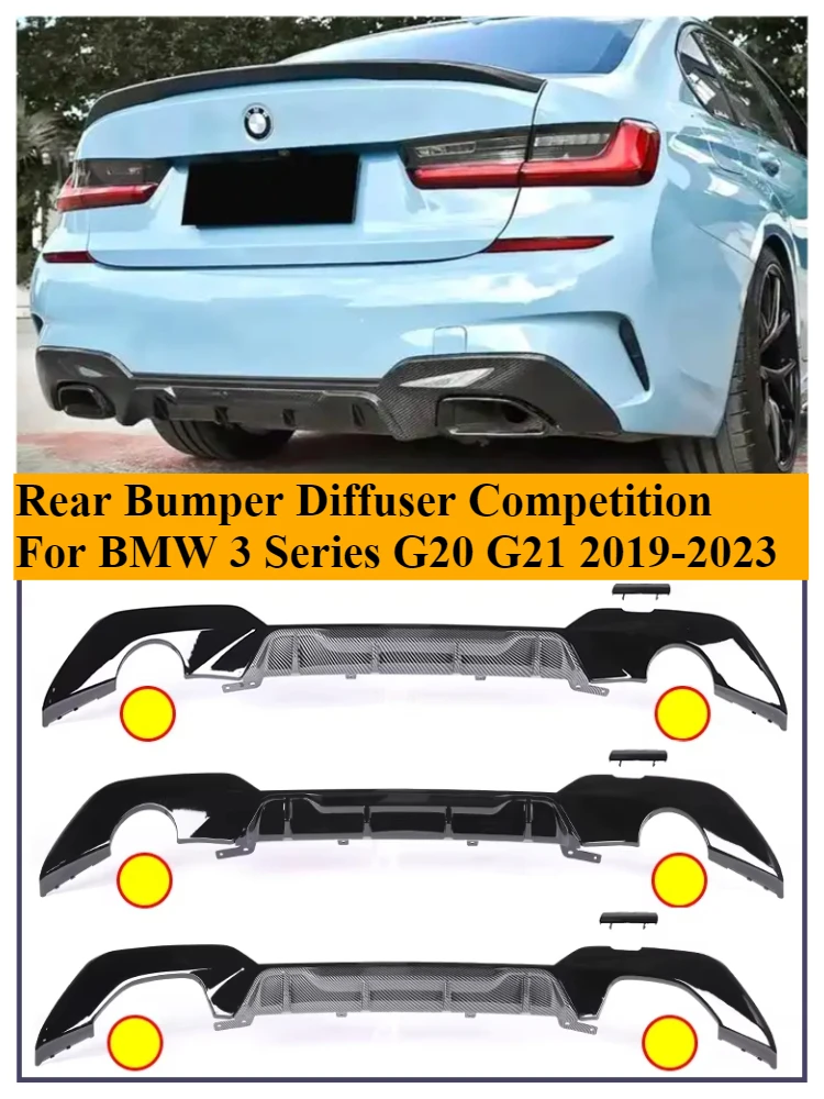 

Rear Bumper For BMW 3 Series G20 G21 2019-2023 MP Carbon Diffuser Competition Gloss Black M Tech Diffusor Body Kit 340i 325i