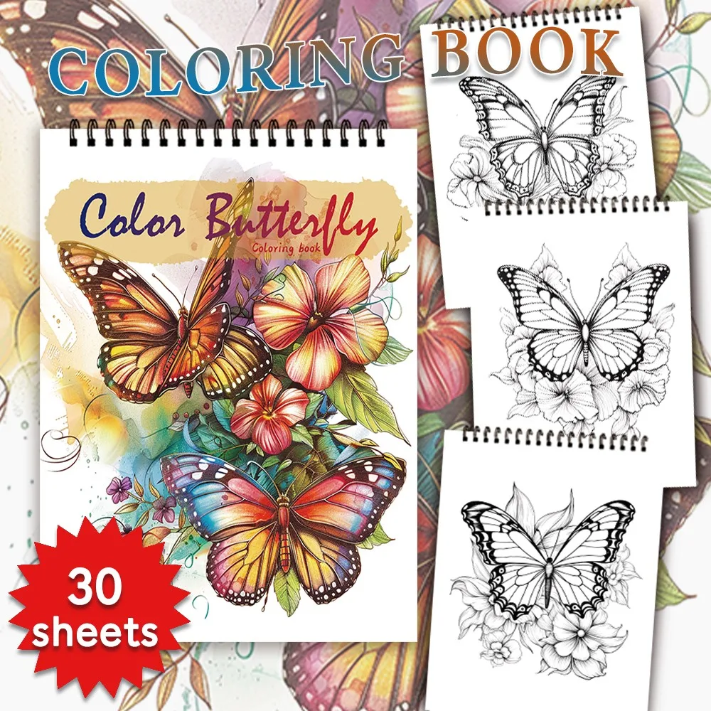 30 Sheets Adult Spiral Colouring Book, 11.2x 8.3 inches 100gsm Thick Paper, Perfect for Back to School Gifts, Halloween Gifts