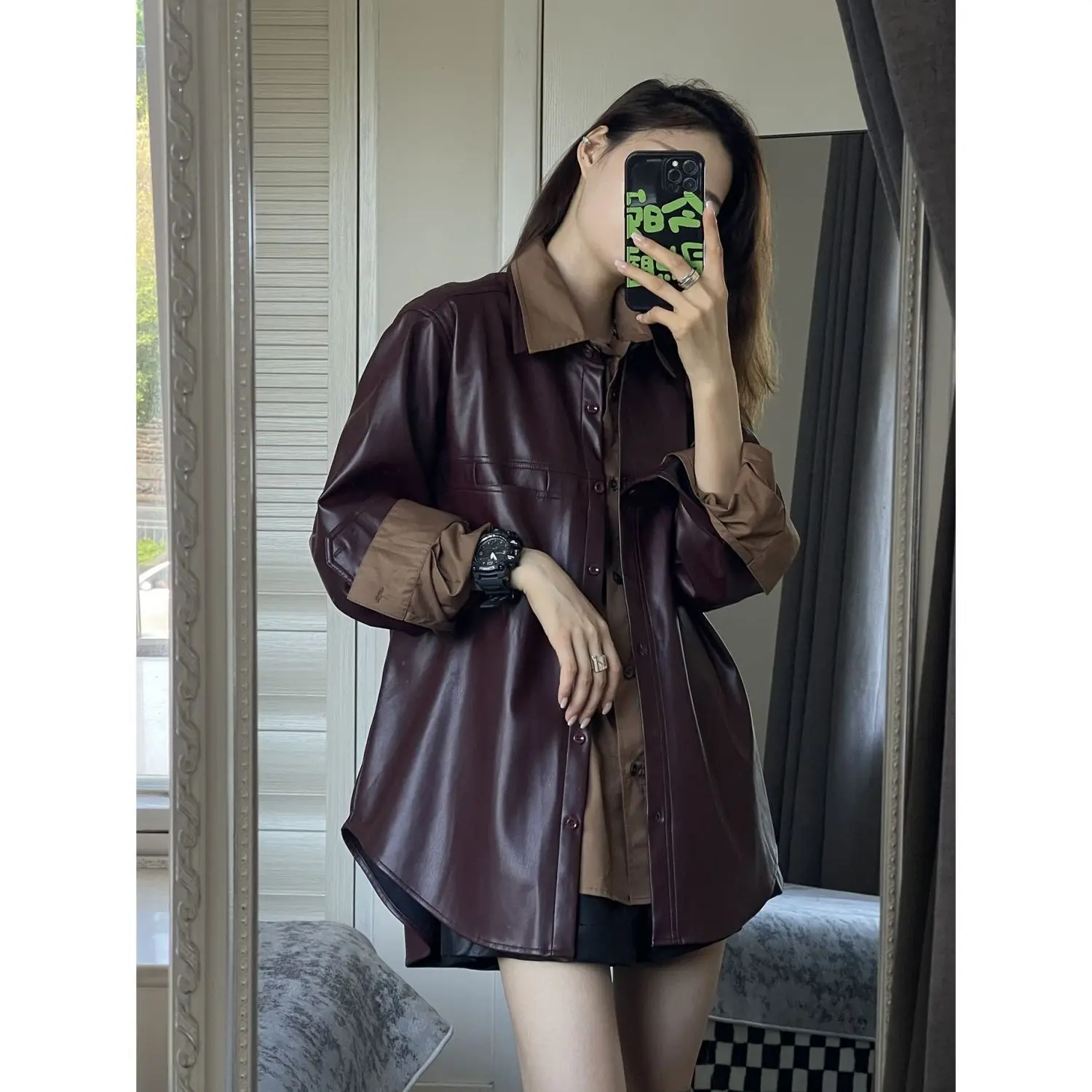 2024 Spring and autumn grape purple coat women's fashion new vintage jacket with shirt