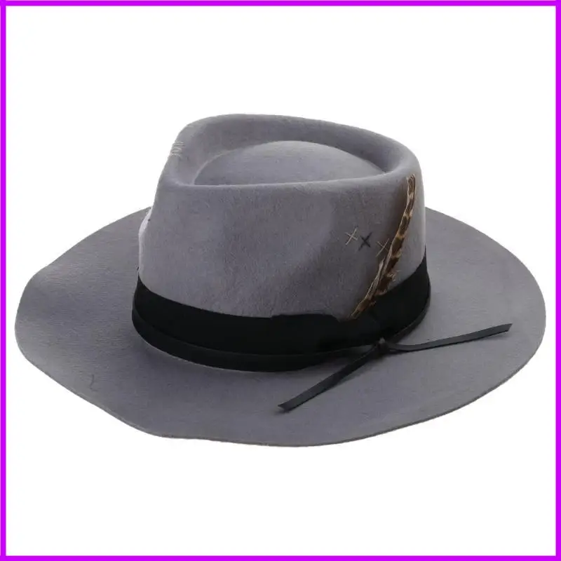

Карнавальная вечерняя шляпа-трилби с декором из перьев для мужчин, фетровая шляпа, британская шляпа