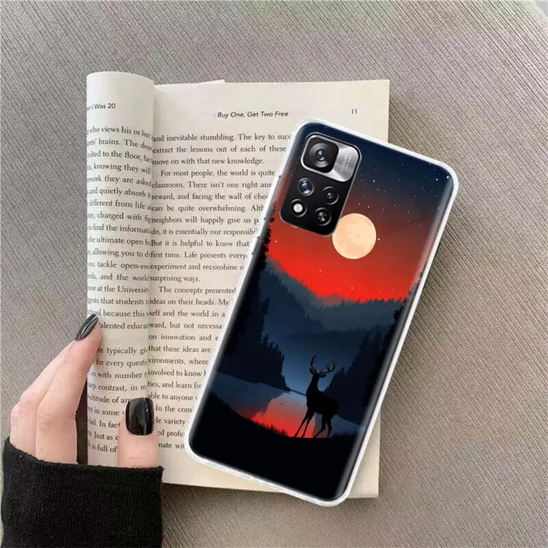 The Der Standing by The Lake Under the Full Moon Phone Case For Xiaomi Poco X4 F4 GT X3 F6 X5 X6 Pro 5G M5 M5S M4 M3 F5 Mi Note