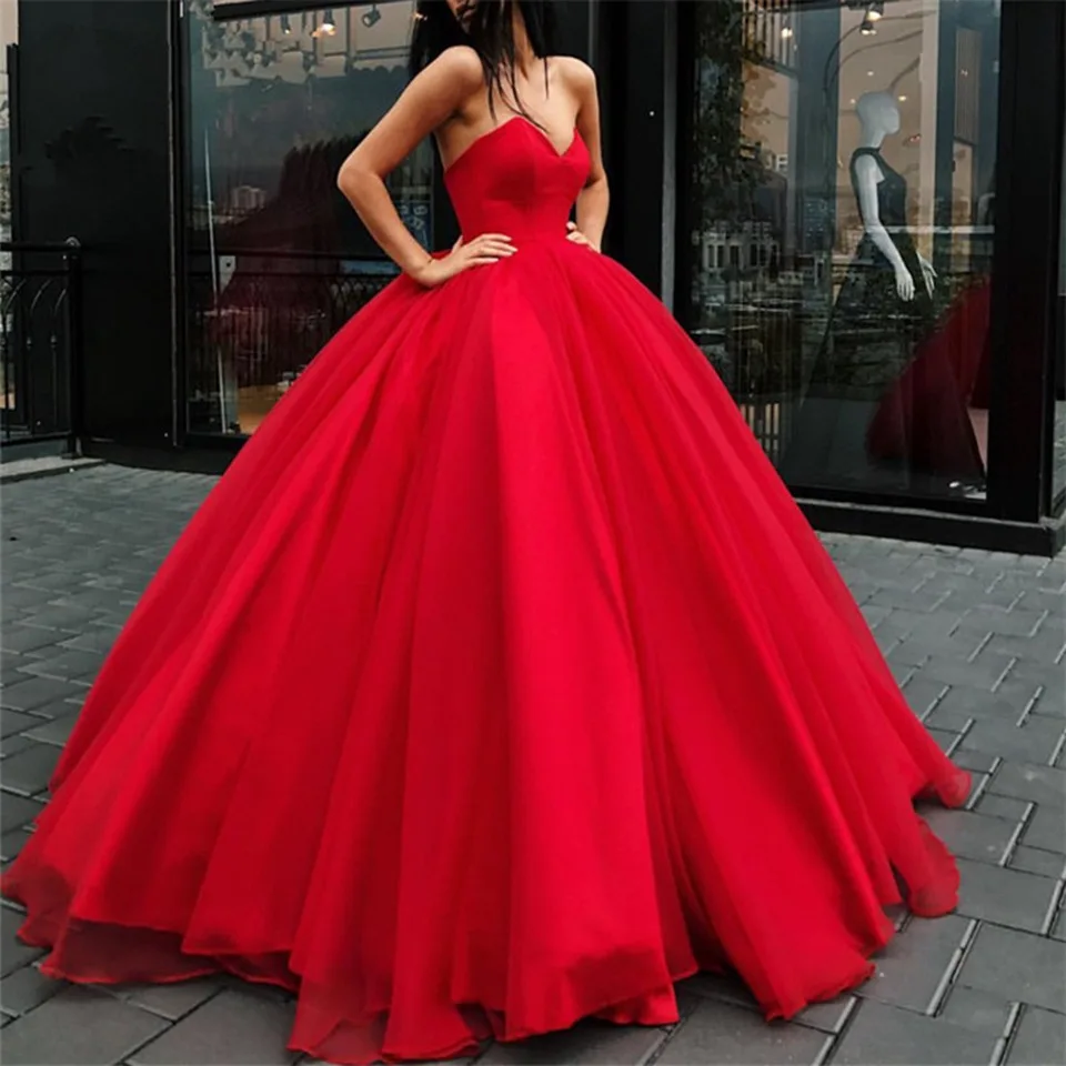 

GUXQD Ball Gown Women Evening Dresses Sweetheart Floor Length Prom Party Gowns Robe Soiree Fiesta Vestido De Noche