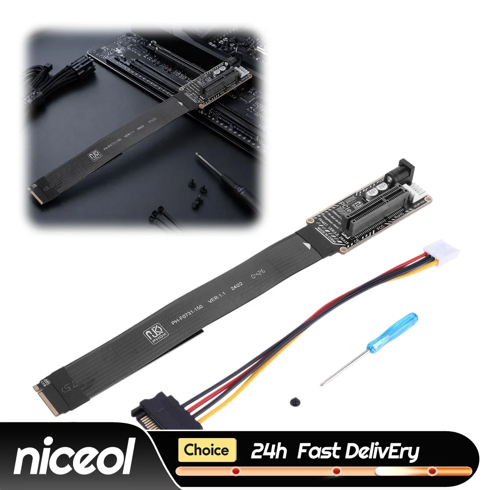 for M.2 NVMe to PCIe 4.0 X4 GPU Riser Cable External Graphics Card Expansion for M-Key Slot Adapter PC