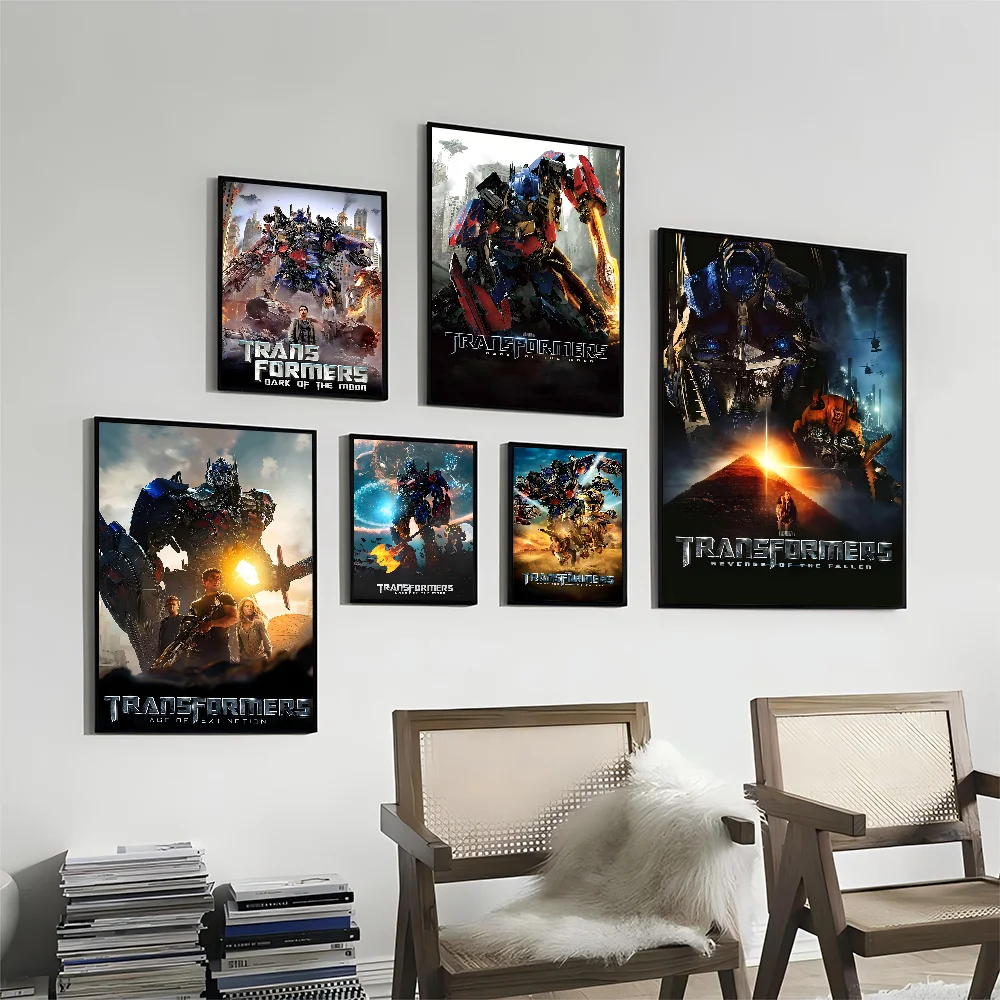 

Classic Movie Poster Transformers Movie Sticky Posters Fancy Wall Sticker For Living Room Bar Vintage Decorative Painting