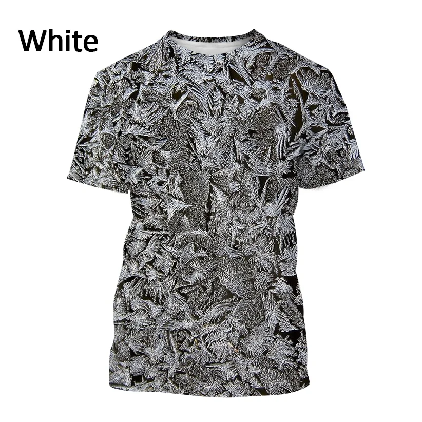 2022 Winter Natural Frost Pattern Short-sleeve T Shirt Men and Women Casual Funny Frozen Hip-hop Style Printed Streetwear Tops