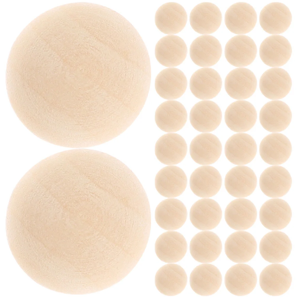 

100 Pcs Hemisphere Wooden Beads DIY Half Round Decorative Semicircle Balls Craft