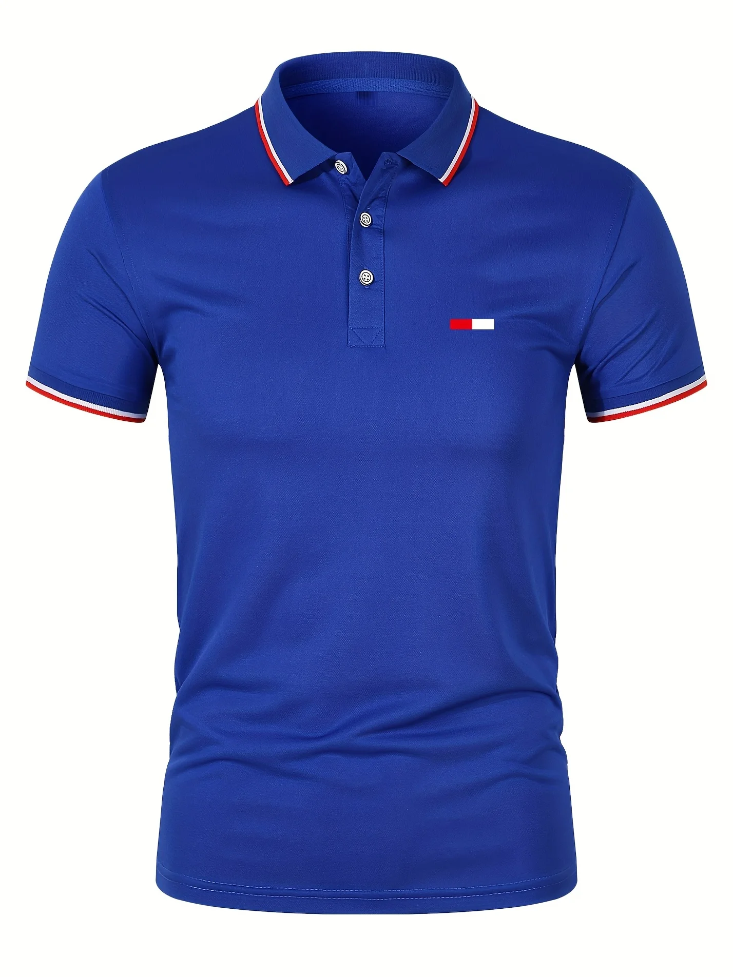 Men's 100 cotton summer casual fashion loose plus size flag pattern printed lapel short sleeved polo shirt top travel outfit image 3