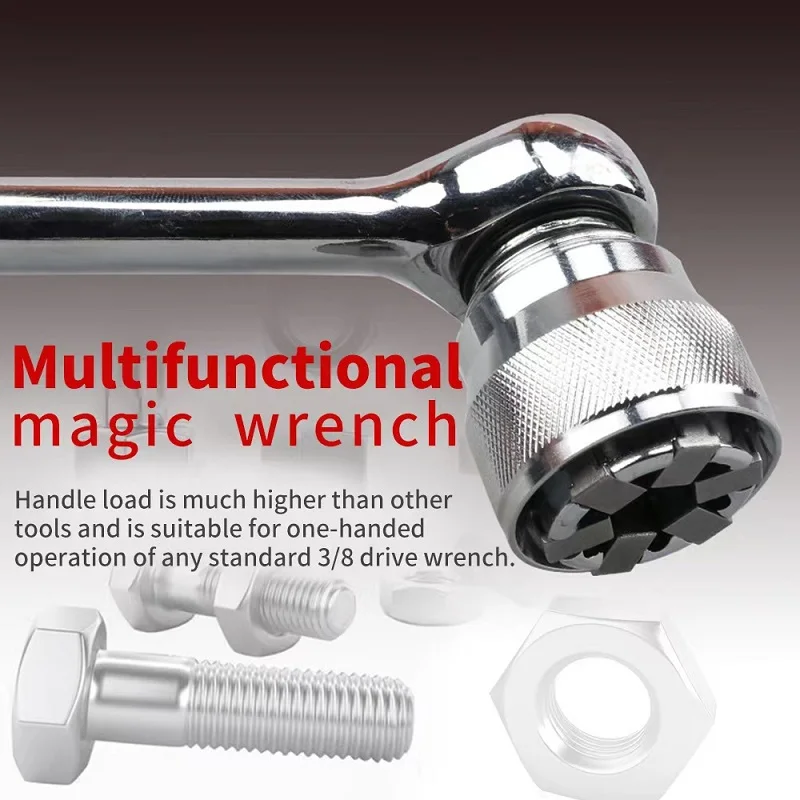 

3/8\" Magical Universal Screw Wrench Socket Adjust 10-19mm Multifunction Sleeve Adaptive Universal Wrench Repair Tool Adjustable