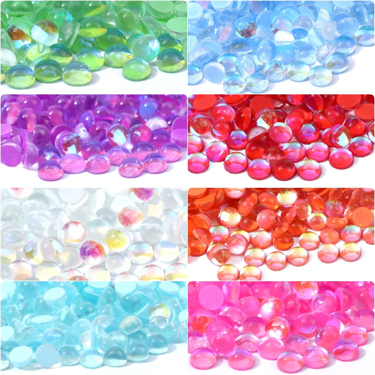 1440pcs SS6 Glass Charm Mini Mermaid Beads FlatBack Half Round Rhinestones Nail Art Decorations Crystal Gems Glitter Accessory