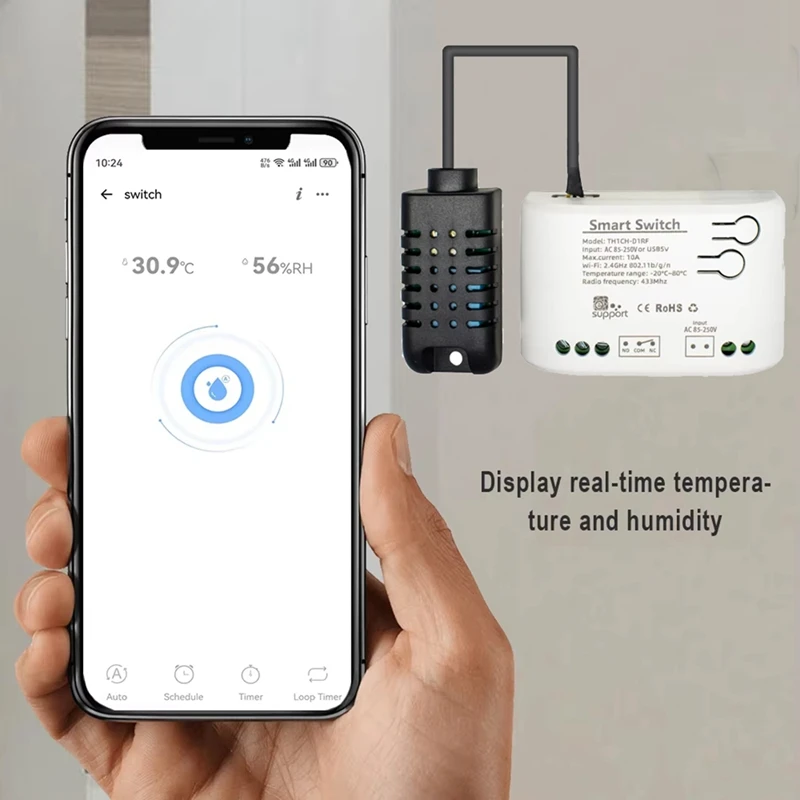 Smart Wifi Temperature Humidity Switch Passive Dry Contact Relay Thermostat Monitor Temperature Sensor B