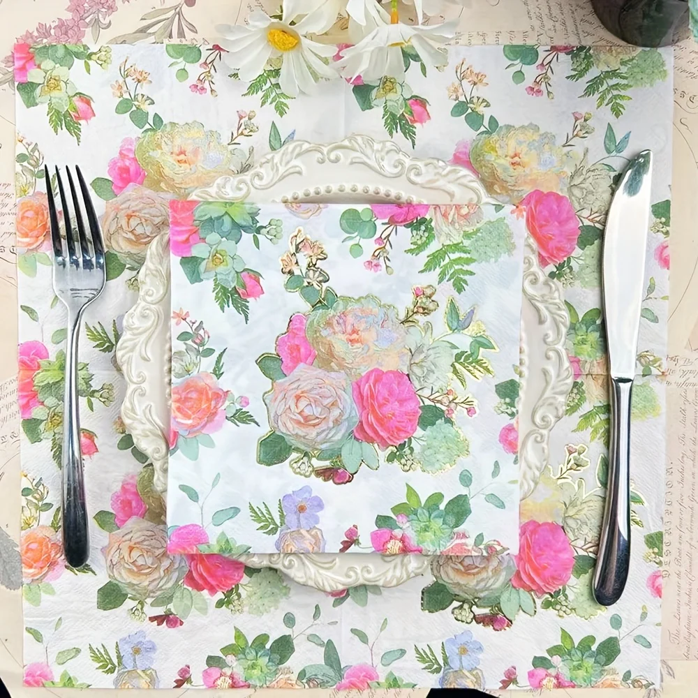 20pcs/pac Fresh printing Napkins Paper Wedding Party Table Mouth Cloth Cafe Dining Table Tray Tissues Pastoral Style Bee Napkins