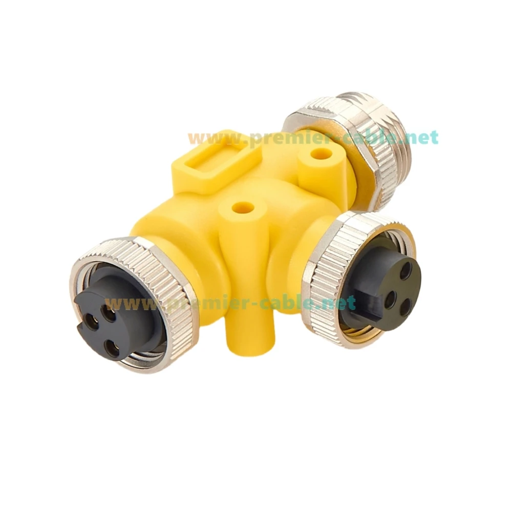 Mini-Fast 7/8"-16UNF 3 Pin Male to Female Tee Splitter 3 Way Mini-Change Industrial Circular Connector T Distributor