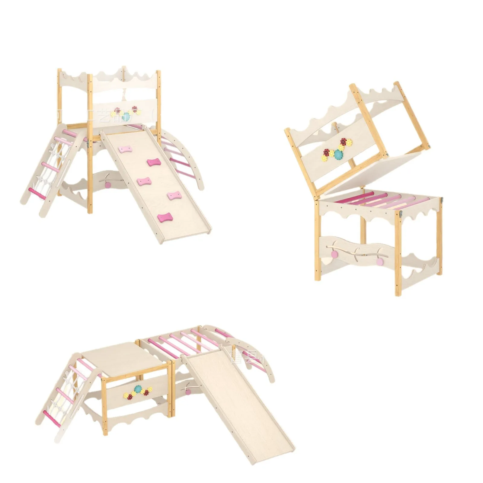 Wooden children's foldable climbing frame, home early childhood education baby ladder sensory integration