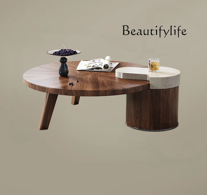 New Designer Model High-Grade Solid Wood Sofa Tea Table Living Room Home Antique Style round