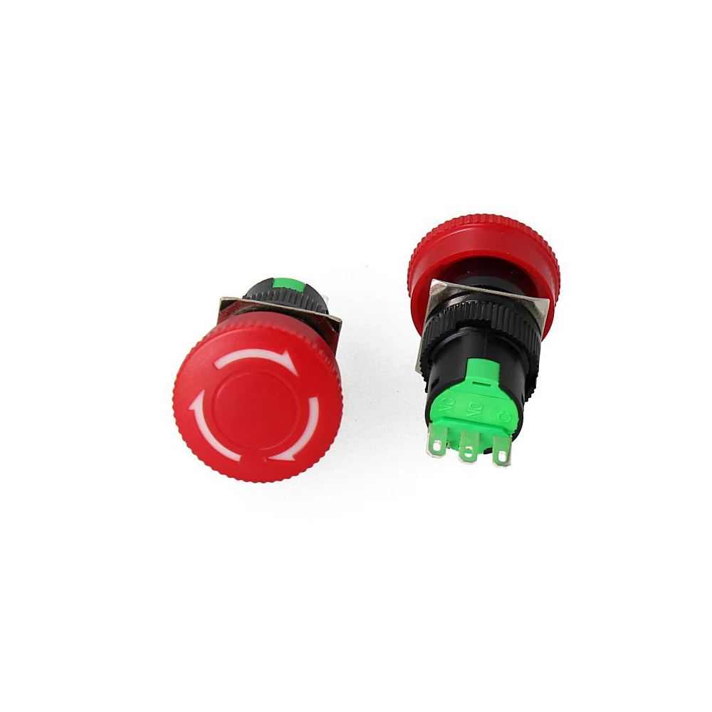 

ABILKEEN 16mm Mushroom Head Rotary Emergency Stop Switch 1NO1NC Self-Latching Type AC125V 6A Emergency Stop Power Switch