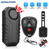 Awapow Motorcycle Vibration Alarm Bicycle Anti theft Alarm Wireless Waterproof 113dB Electric Scooter Moto Bike Security System