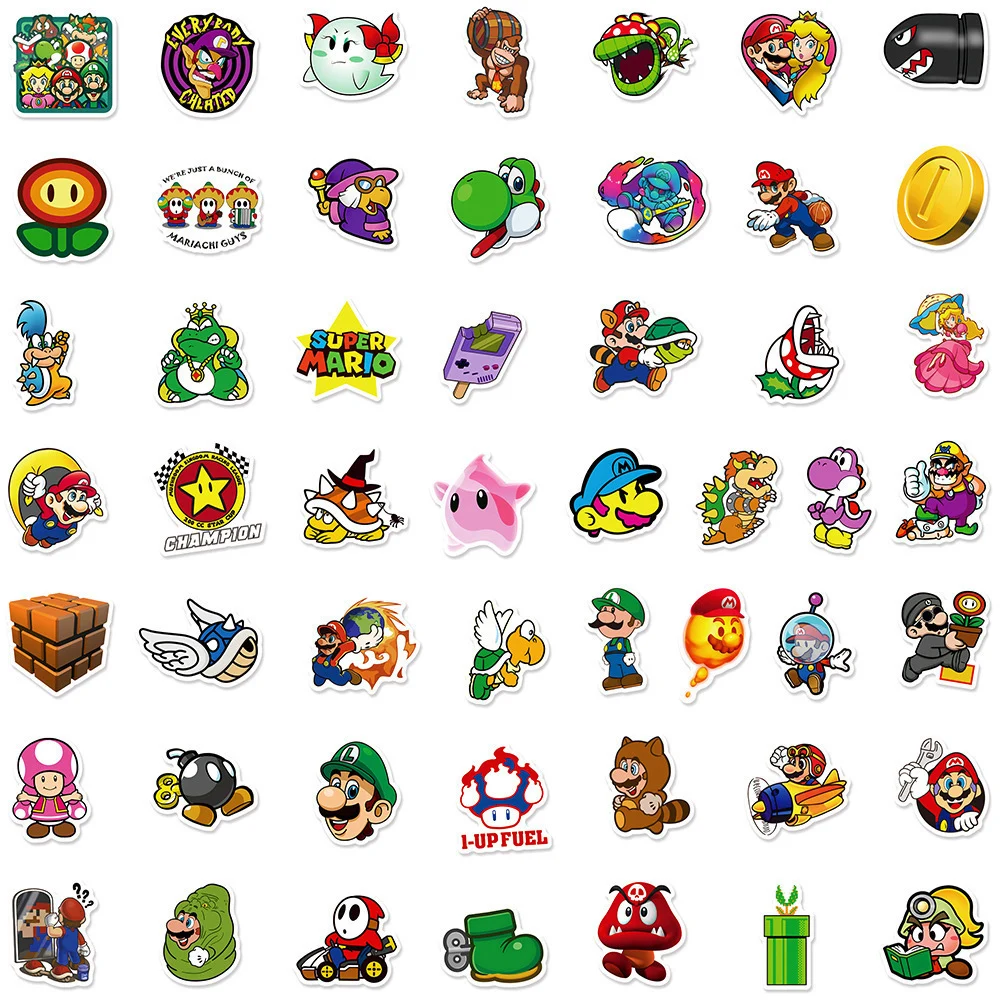 10/30/50/100pcs Game Super Mario Cartoon Stickers Funny Kids Decals Toy DIY Phone Skateboard Laptop Waterproof Graffiti Sticker