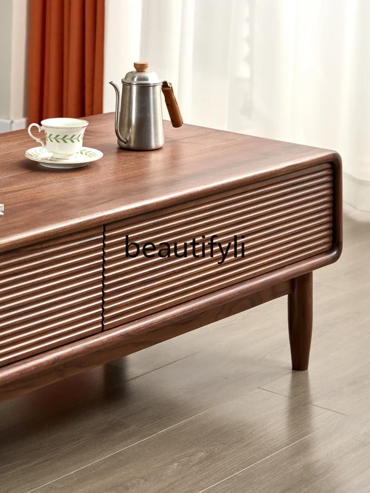

v North American black walnut coffee table log modern Nordic Japanese coffee table tea table combination
