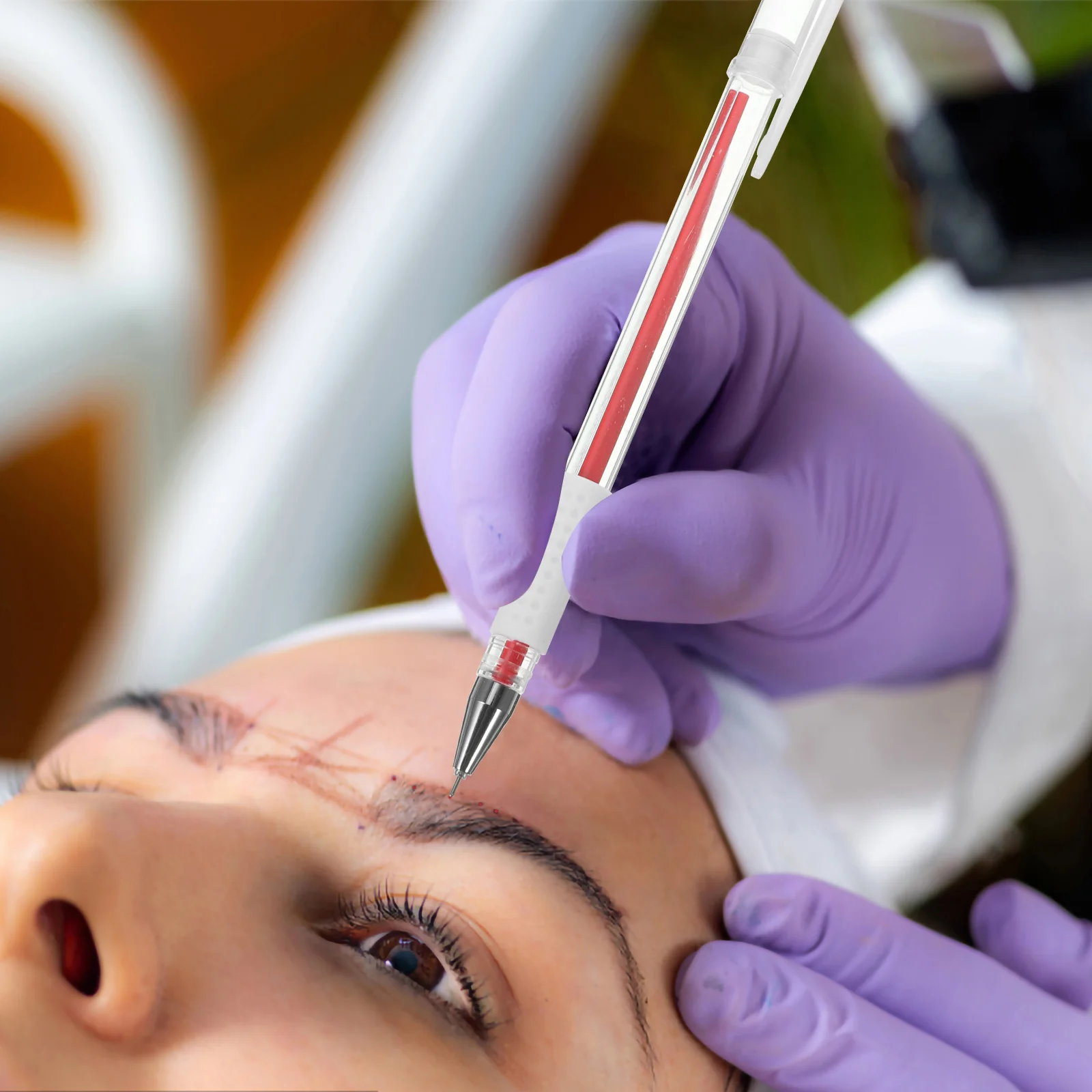 3 pçs à prova dwaterproof água beleza ponto-marcação caneta marcador de pele 3 pçs (vermelho) sobrancelha posição lápis lâmina microblading canetas de plástico