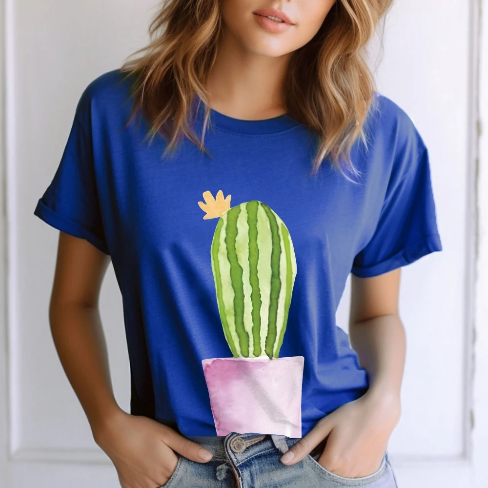 Y2k Kaktus-Druck, übergroßes T-Shirt für Damen, 2022, neues Baumwoll-T-Shirt, Wüstengrafik-Top, Sommer, lässiger Boho-Stil