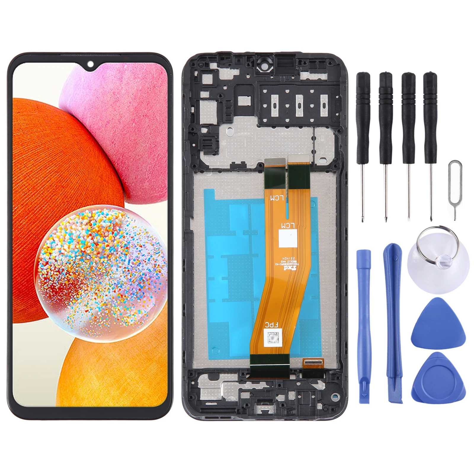 For Samsung Galaxy A14 SM-A145F AMOLED LCD Screen Digitizer Full Assembly with Frame