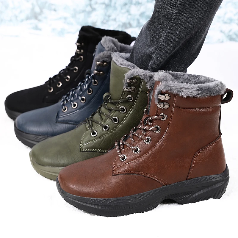 

Men High-end Waterproof Leather Ankle Boots Designed Extreme Cold Weather Equipped with A Warm Lining Anti-slip Ice Claw Sole