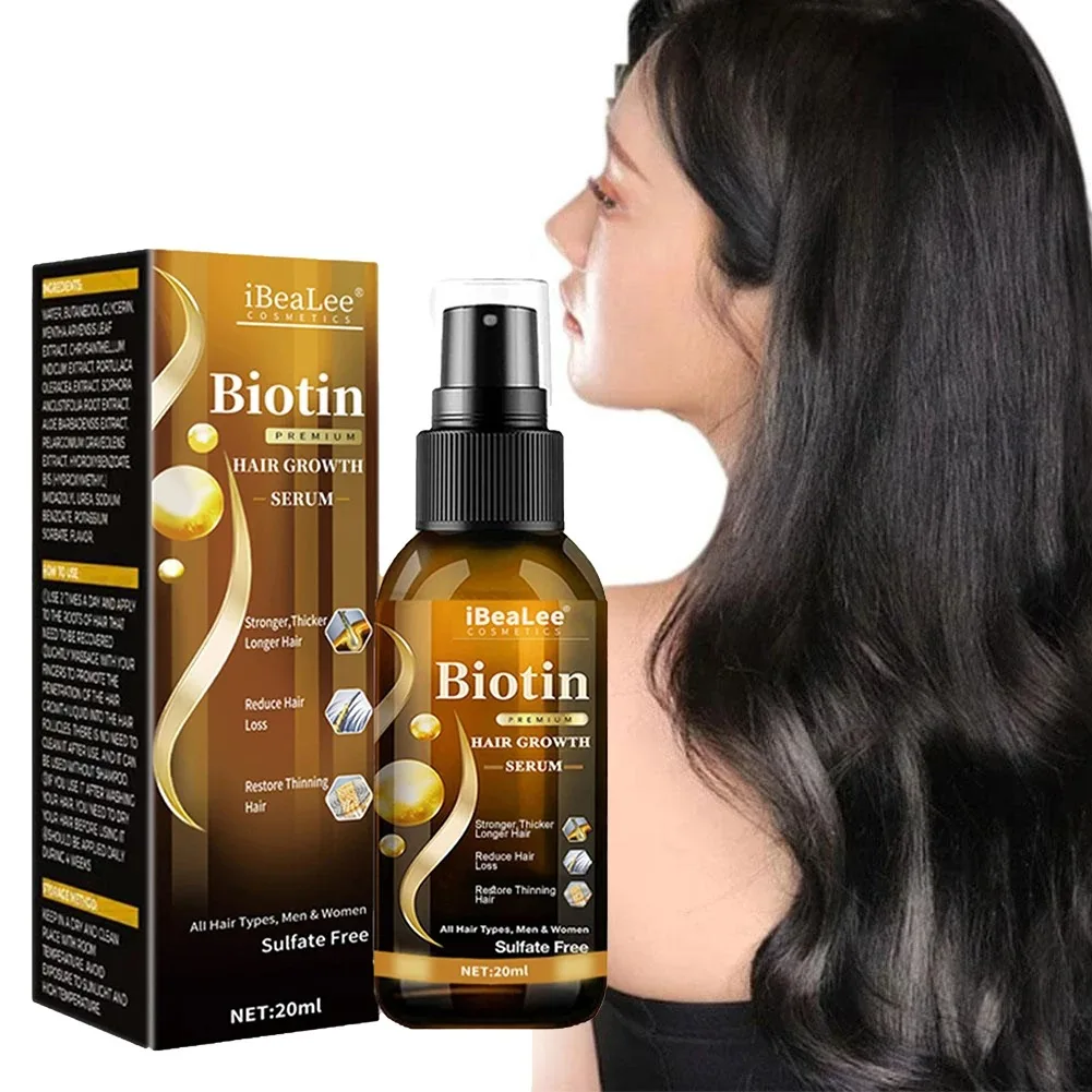 Reparación de cabello de biotina para hombre y mujer, aceite débil para reparación del cuero cabelludo, suero en aerosol, sueros para el cabello gruesos para promoción más saludable, 20ml