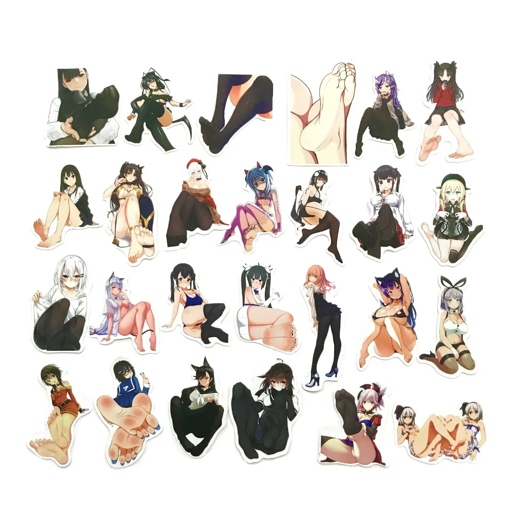 50pcs Stickers Phone Adult Anime Stickers Decoration Silk Stockings Anime Girl Computer Sticker Waterproof PVC