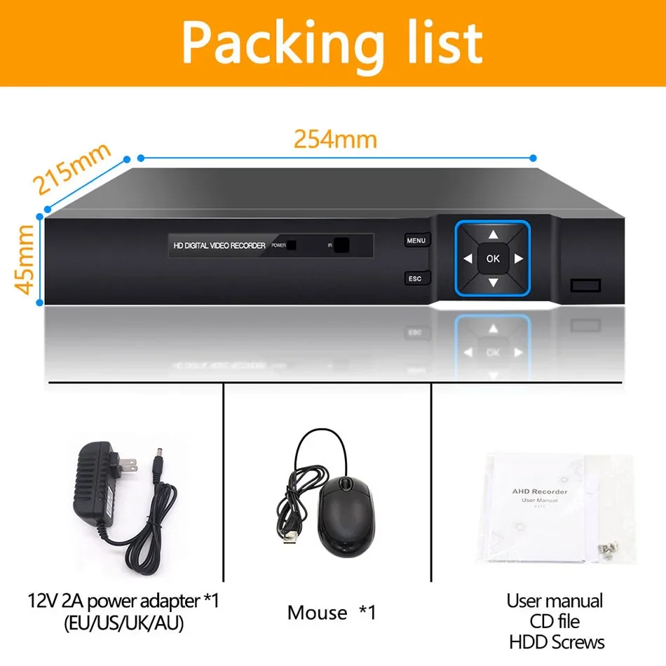 32 CH 5MP-N 4HDD SATA Space 5in1 Alarm Audio BNC RS485 Ports Digital Video Recorder CCTV DVR 32 Channel