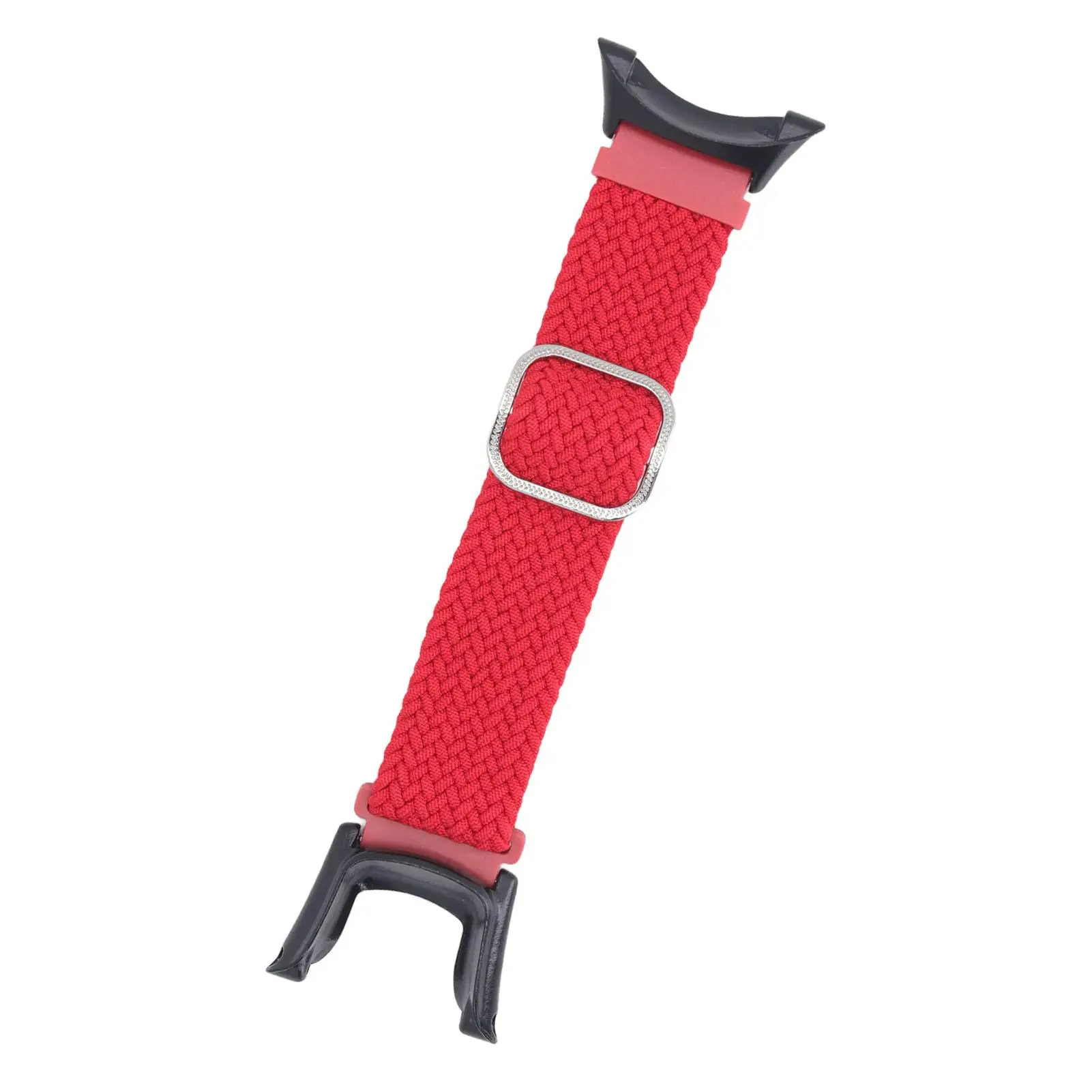 حزام ساعة من النايلون المضفر القابل للتعديل للرياضة والأنشطة الخارجية للجنسين باللون الأحمر