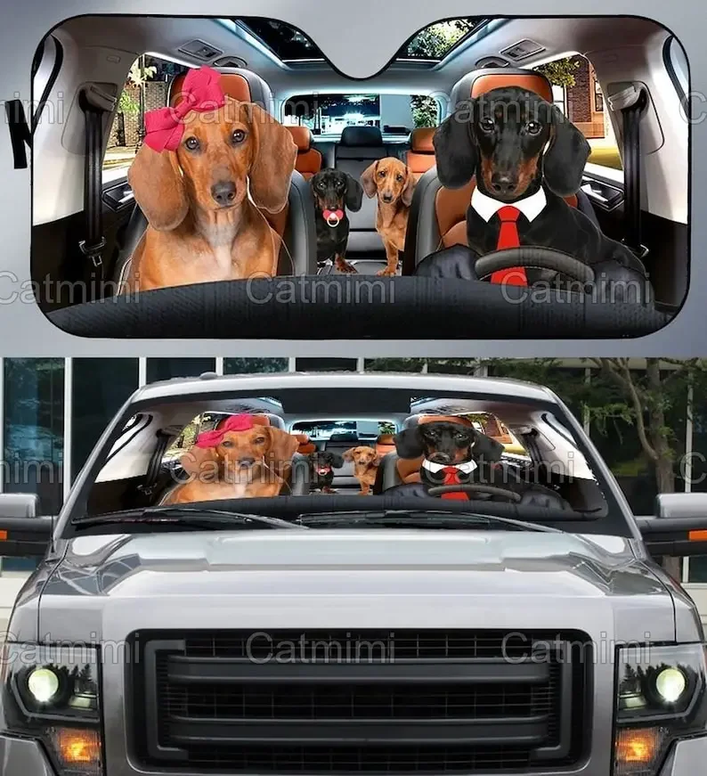 Dachshund Dog Car Sun Shade, Car Decoration, Sun Shade Gift MCL162006N05STYLE FOR CAR