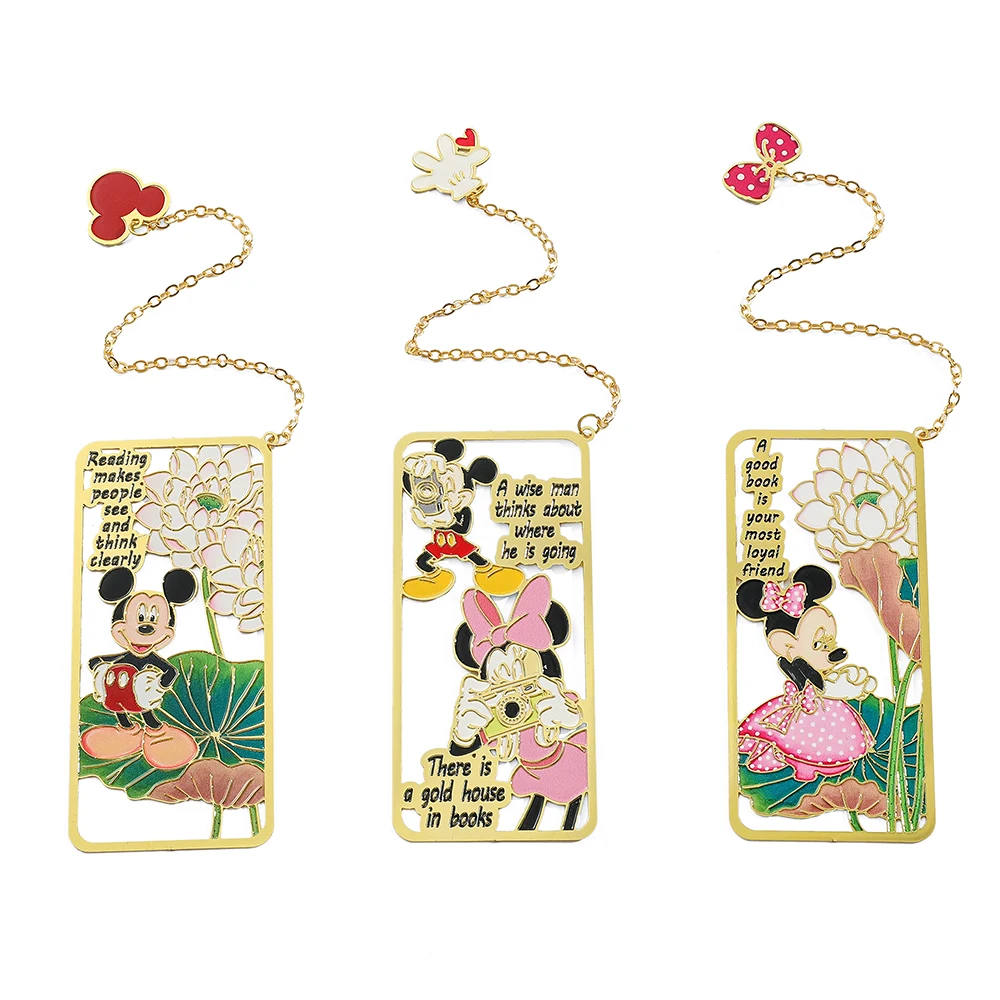 Mickey Minnie Cartoon Bookmark Hollow Lotus Anime Periphery Anime Page Marker Stationery Supplies Gifts for Book Lovers Collect