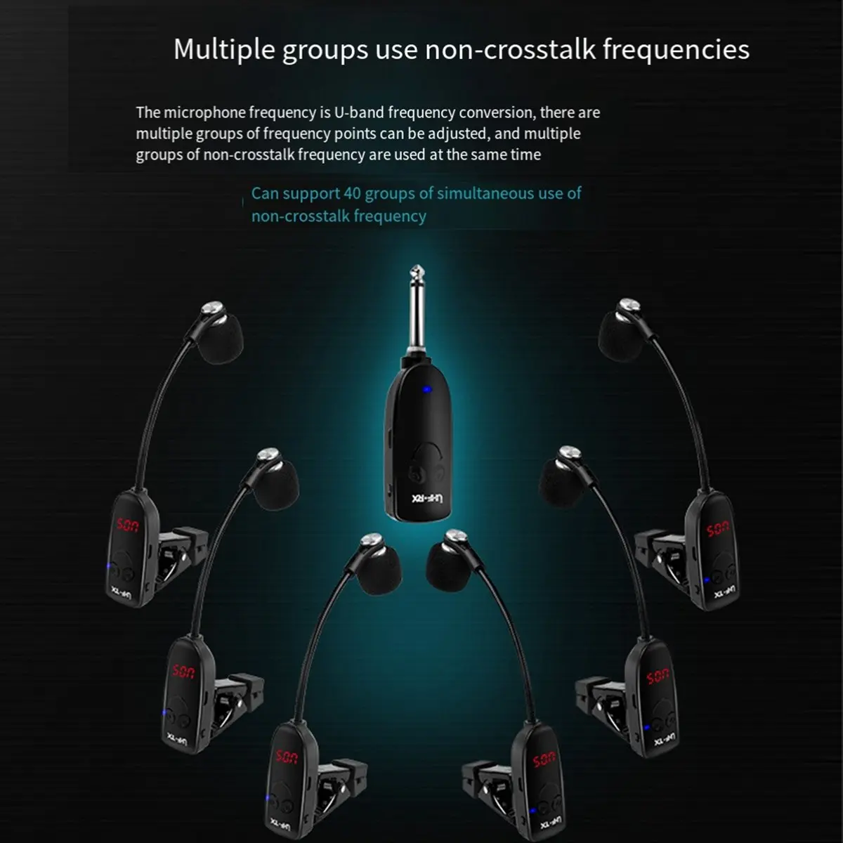 ●UHF Wireless Instruments Saxophone Microphone Wireless Receiver Transmitter 50M Range Plug and Play Great for Saxophone