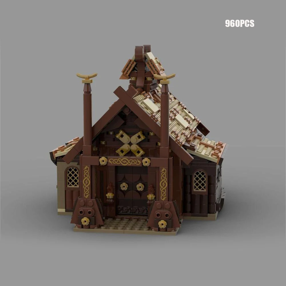 312 pieces building blocks MOC-93063 Viking hut assembly toy gift medieval building model made in China children\'s gift