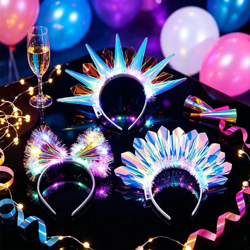 Diy Halloween Electronics - 1-10個入り 光るLEDリボンクラウンヘッドバンド フラッシュプリンセスヘアフープ 誕生日、結婚式、ハロウィンコスチューム、レイブフェスティバルパーティー用